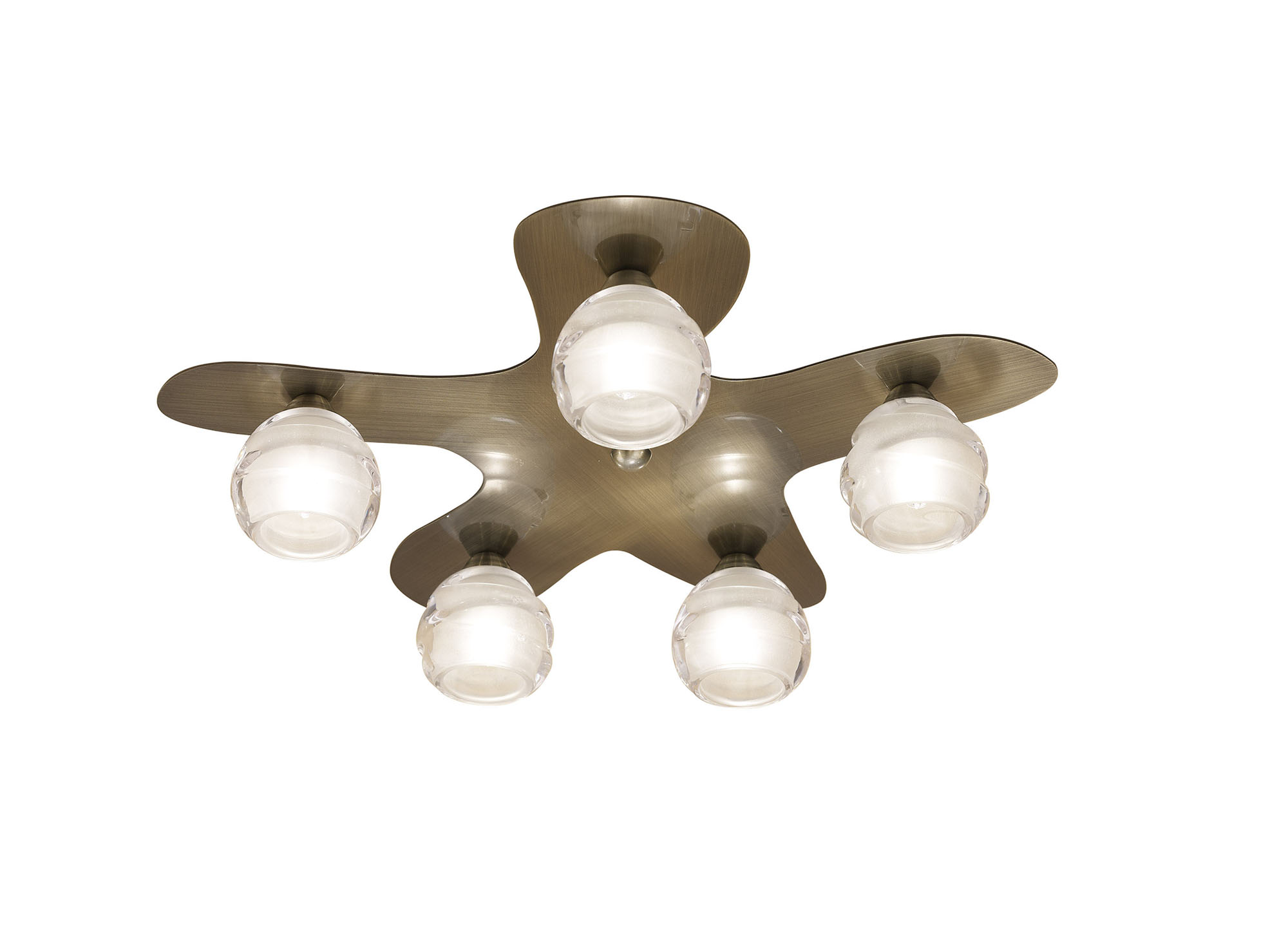 M1829  Loop  Flush Ceiling 5 Light Antique Brass